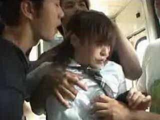 Japanese schoolgirl gets groped on Tokyo train, X-rated nipple slipping action
