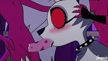 helluva boss, millie, moxxie and loona fuck in a hotel by cartoonsaur