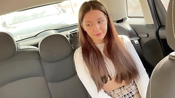 Girl Next Door Paid with Blowjob to Neighbor in Car for Drive her to College!! Cum in Mouth Swallow