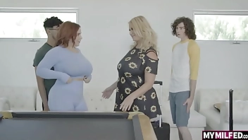 Hot and Horny Big Tit MILFS London River, Natasha Nice In Double Dorm Drop Off