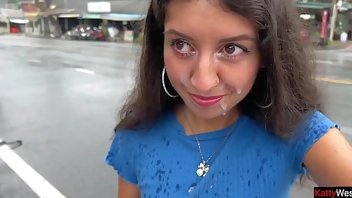 I'm lost a game and went for a walk outside with cum on my face - Cumwalk