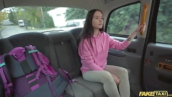 Fake Taxi Brunette is gagging for a big cock to stretch her tight pussy after being released from prison