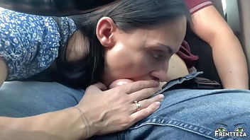 Stepmom makes a DeepThroat to Stepson in the car to the ThroatPie