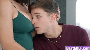 Sucking milk out of mature MILF stepmom her big titties