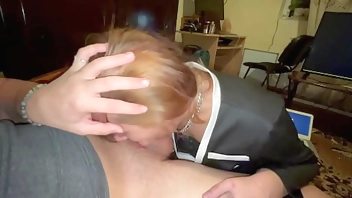 The hungry bitch makes me best sloppy blowjob for cum