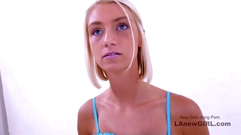 Beautiful Southern Bell fucked, swallows cum at audition