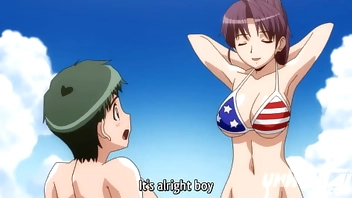 Stepmom Fucking All the Family on the Beach! Uncensored Hentai [Subtitled]