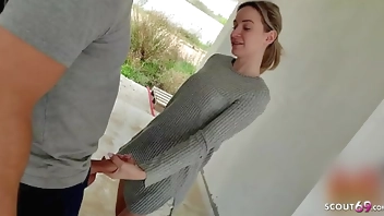 Cute German Teen caught Worker Jerk and tricked in MMF 3Some at Public Building