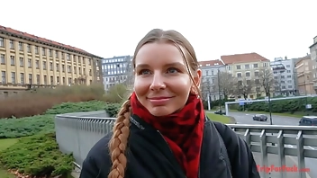 Cum inside a girl with a European braided hairstyle