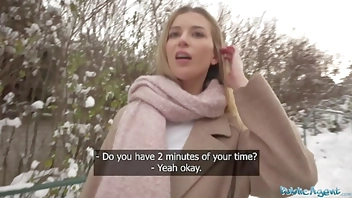 Public Agent Cute blonde outdoor POV blowjob hardcore sex in secret location big dick tight pussy