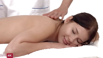 Sofa Weber - Brunette teen gets creampie after massage