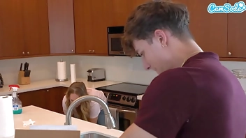 Horny Teen Step Sister Secretly Fucks StepBrother With Mom In The Room