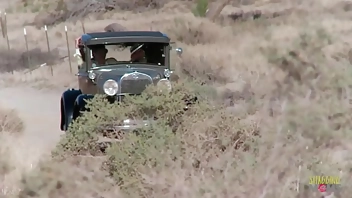 Three naughty girls and a rich guy talked a gas station worker into having group sex with them.