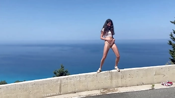Katty West Pee gets Golden Shower and self Pee on the beach