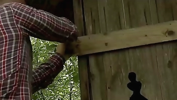 Lumberjacks have they captured girls. The first victim. Part 1. Capturing, handcuffs, bondage blowjobs, and rough treatment.