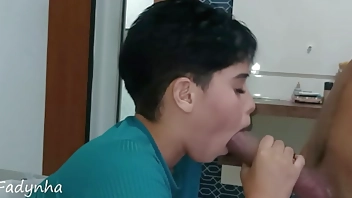 maid comes to work wearing a short dress (dyke likes cock)