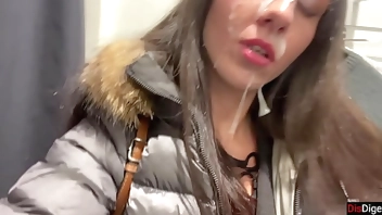 I came on girl’s face in locker room and she went for a walk with cum on her face in shopping center Cumwalk