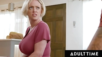 ADULT TIME - Busty Stepmom Dee Williams CAUGHT WATCHING PORN Tries GAPING ANAL With Big Dick Stepson