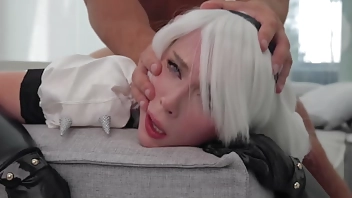 2B Gets Her Tight Pussy Fucked in All Positions and Takes Cum on Her Face - Сosplay NieR: Automata