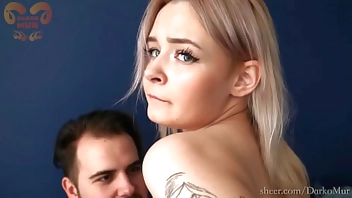 My cuckold girlfriend watching me fucking tiny blondie next door