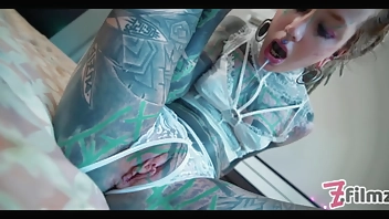 Sexy TATTOO girl in lingerie Rough ANAL fuck