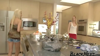 Interracial FFM Threesome With A MILF And Her Step Daughter