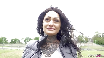 GERMAN SCOUT - First Anal Sex for Big Tits Tattoo Model Mia Roux at Pickup Casting