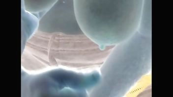 Mature FWB jerks me off and tugs my balls while I squeeze her saggy tits.