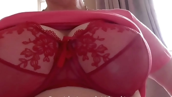 British mature with fantastic tits sucks cock