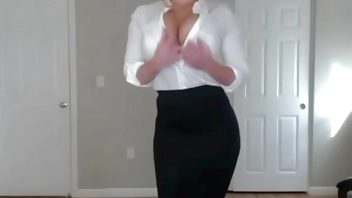 Sexy blonde with big tits Striptease