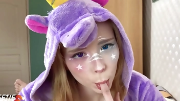 Unicorn Big Ass Blowjob Dick and Hard Fuck - POV Cosplay