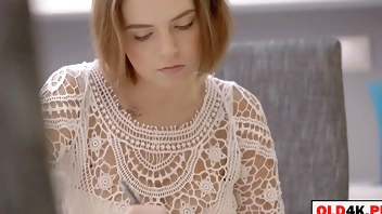 old man fucks a cute girl with big natural tits