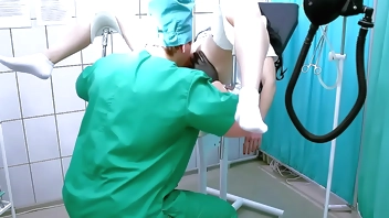 Dirty examined on the gynecological chair