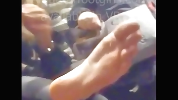 Candid Feet shoeplay, Dangling, Dipping, shoeshop try shoes barefoot sweaty