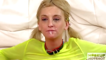 Skinny blonde sex doll Tallie Lorraine gets fucked hard by date