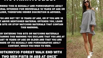 Hotkinkyjo forest walk end with two men fists in ass at once