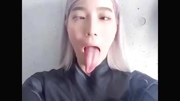 Ahegao slut with long tongue