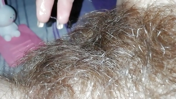 Quick masturbation in the bed Hairy pussy close up orgasm big clit cumming