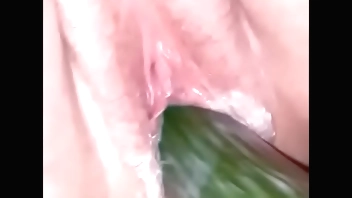 Playing with a cucumber