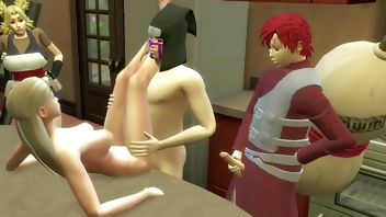Gaara se Folla a su Hermanastra Temari En la Cocina Sexo en Grupo Naruto Hentai