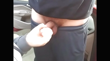 Outdoor blowjob, tit cum shot