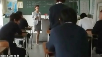 Japanese busty teacher has to satisfy her student