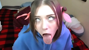 Deepthroat, feet and nipple orgasm