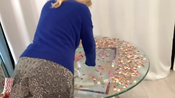 Stepmom has her tits out and wants to fuck in the living room (POV)