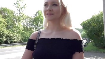 Public Agent Blonde teen Marilyn Sugar fucked in the woods