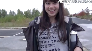 hairy teen Luna does porn casting