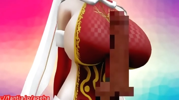 パツンパツンの衣装で着衣パイズリ