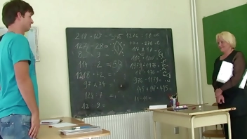 Blonde granny teacher