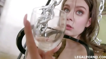 Caged, Sofi Smile Submitted and Fucked with Balls Deep Anal and DP, Gapes, Creampie Swallow GIO1250