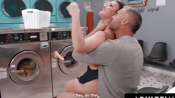 ADULT TIME - Sneaky Public Laundromat With Stranger Fuck For Insatiable Slut Jennifer White!
